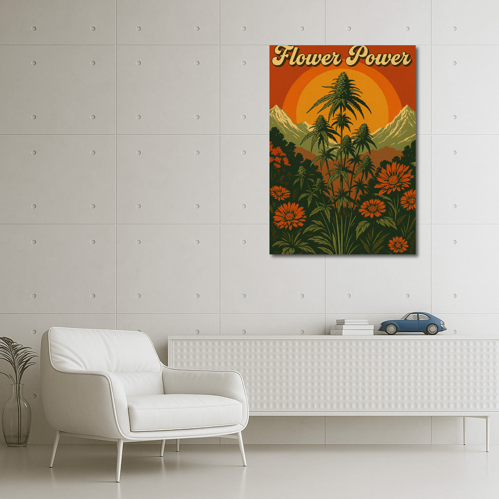 Retro Sunset: Flowers and Cannabis in Warm Rays