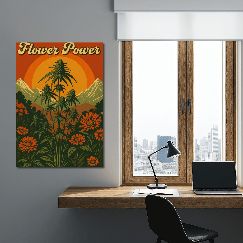 Retro Sunset: Flowers and Cannabis in Warm Rays