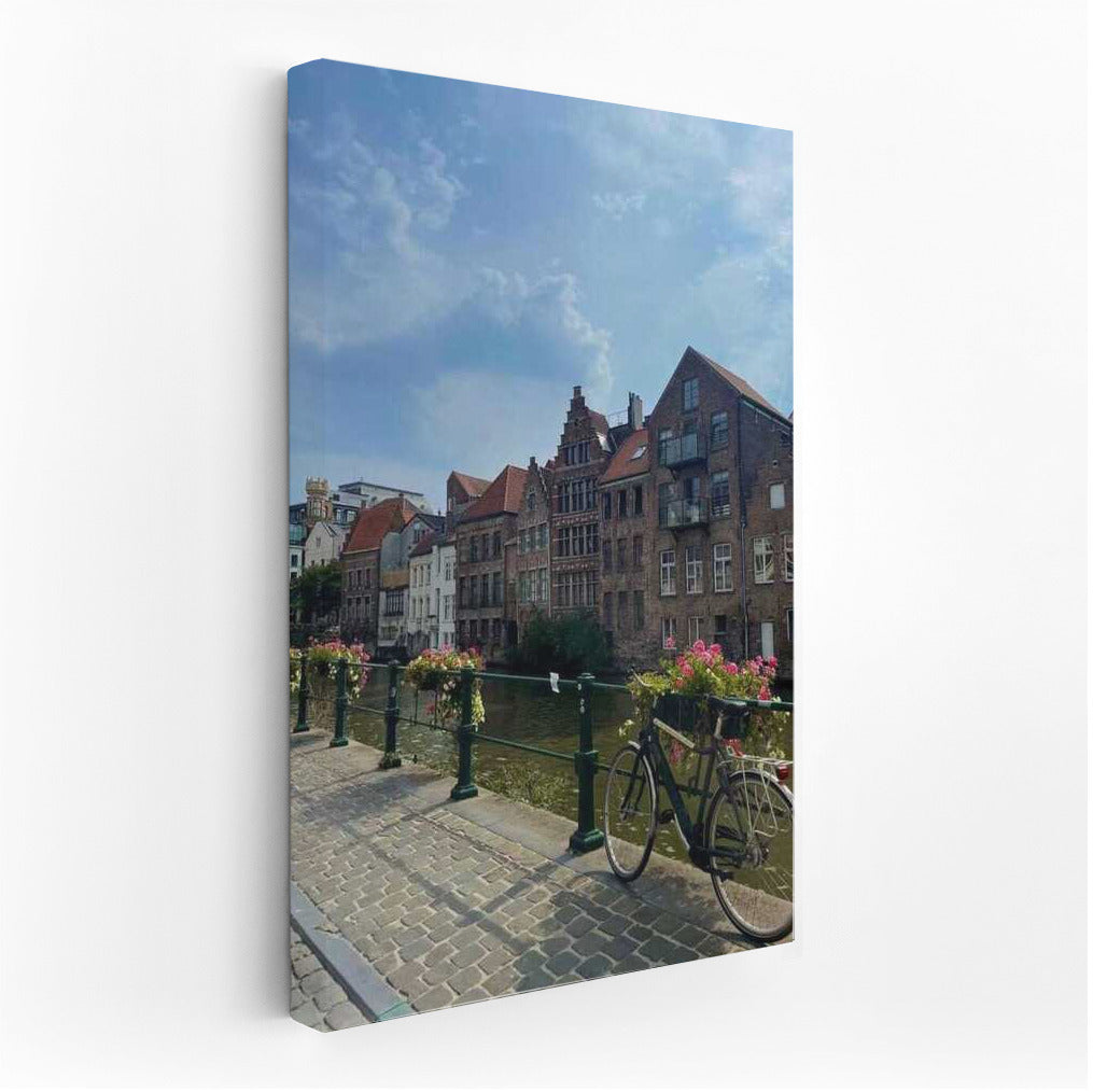 Cozy Belgium Canal: Historical Buildings and Tranquility