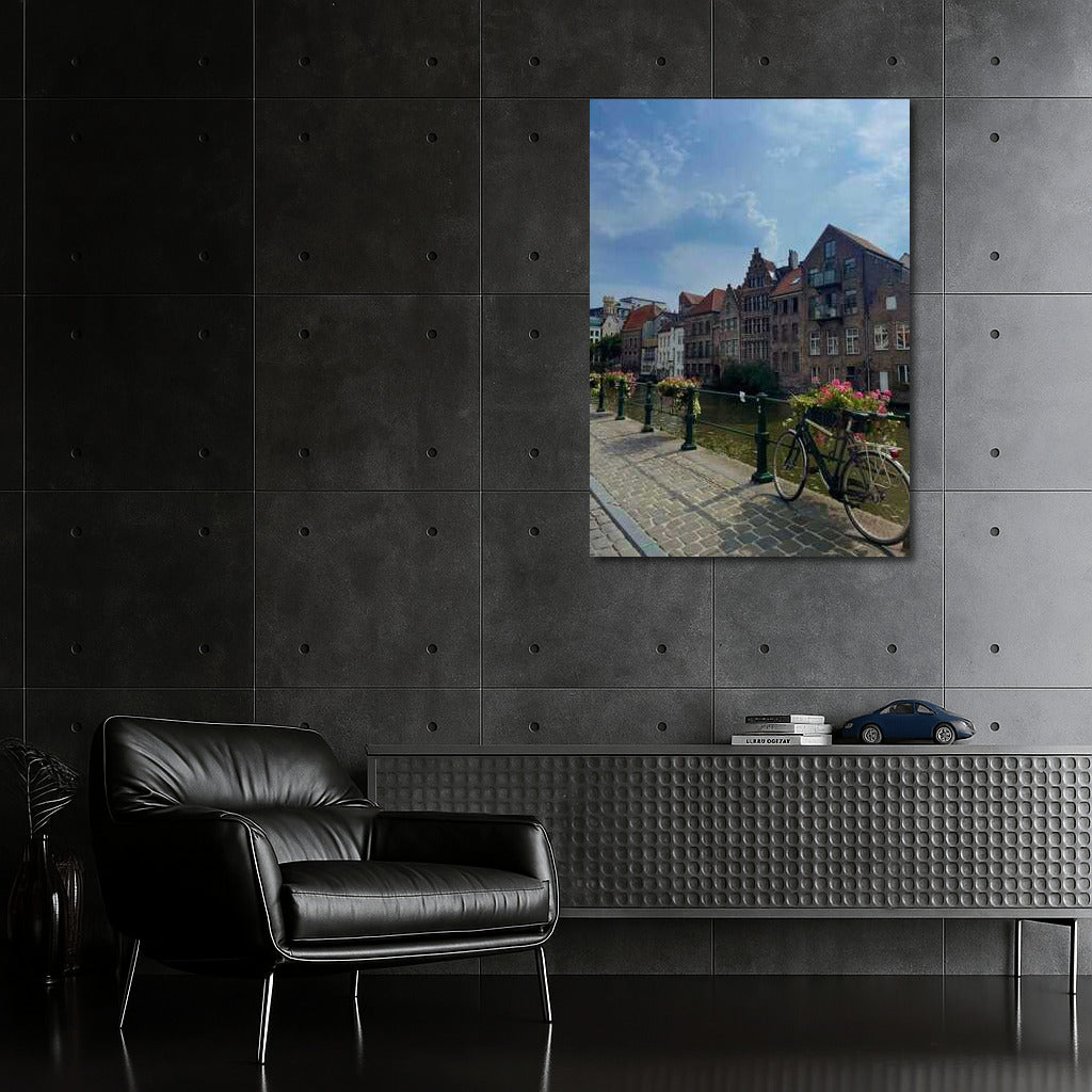 Cozy Belgium Canal: Historical Buildings and Tranquility