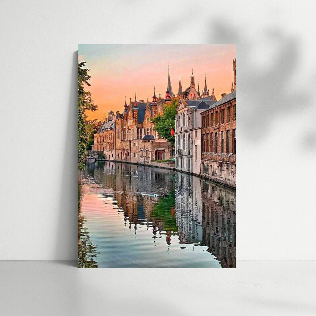Sunset over the Medieval Canals of Belgium