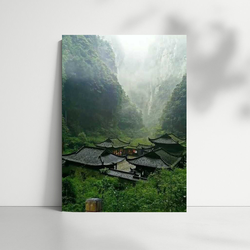 China's Misty Valley: Harmony of Traditional Rooftops