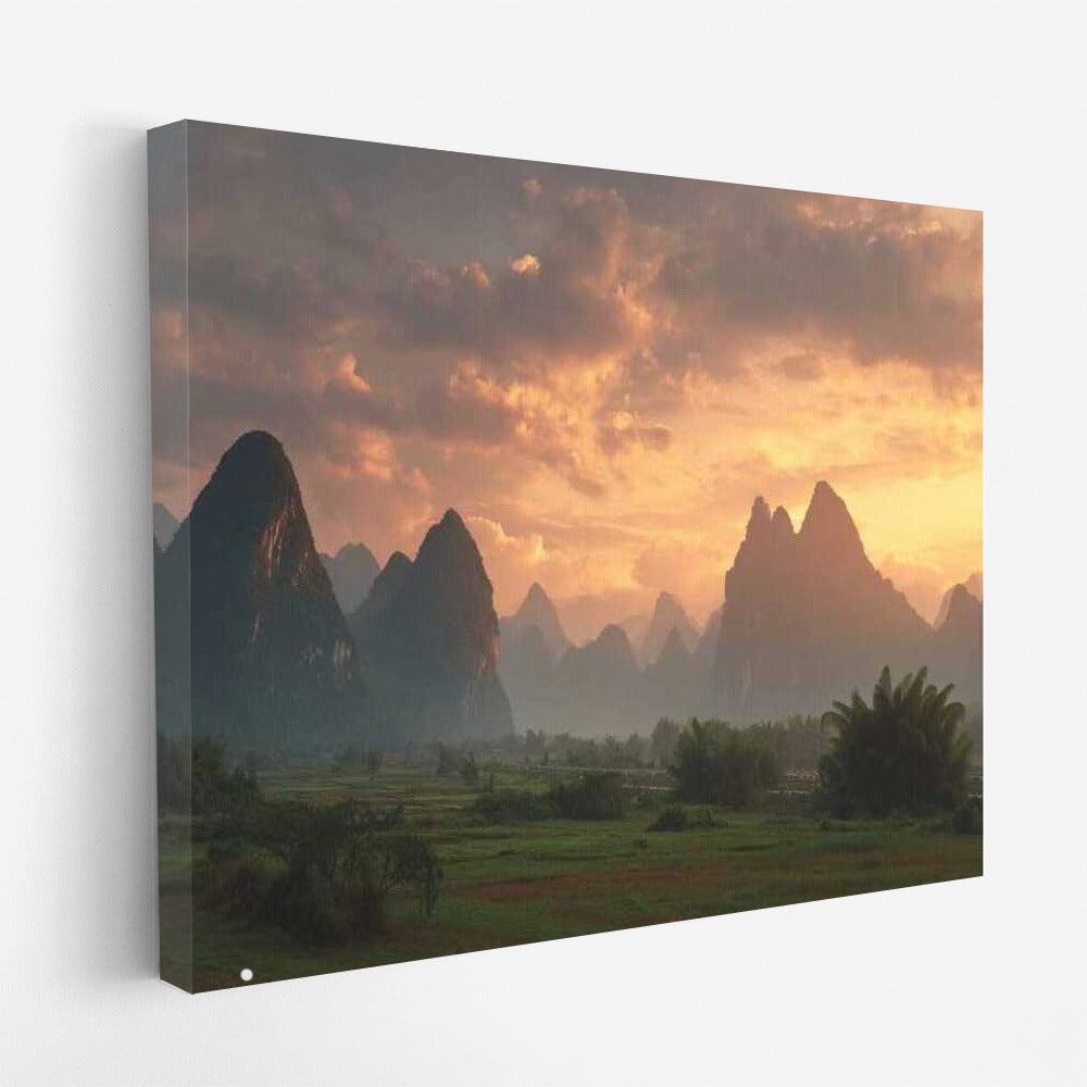 China's Tranquility: Picturesque Mountains and Sky