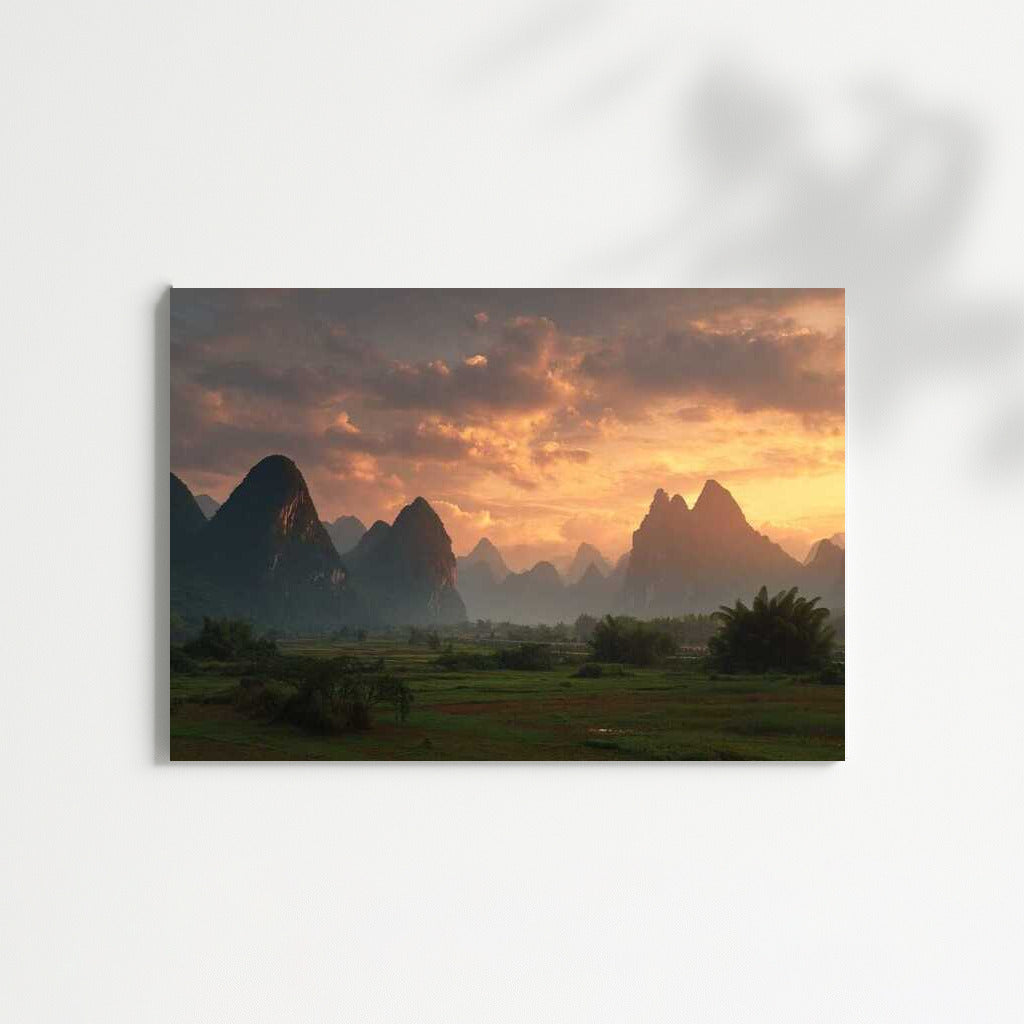 China's Tranquility: Picturesque Mountains and Sky