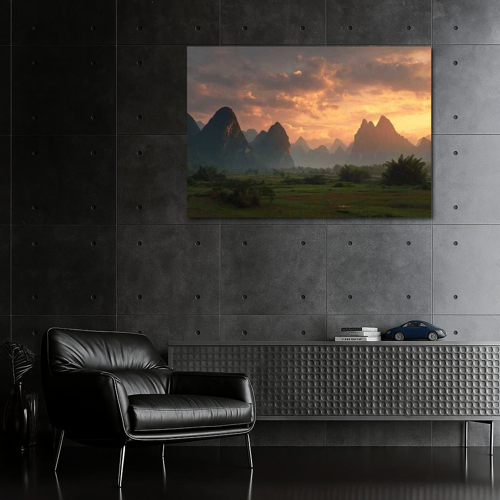 China's Tranquility: Picturesque Mountains and Sky