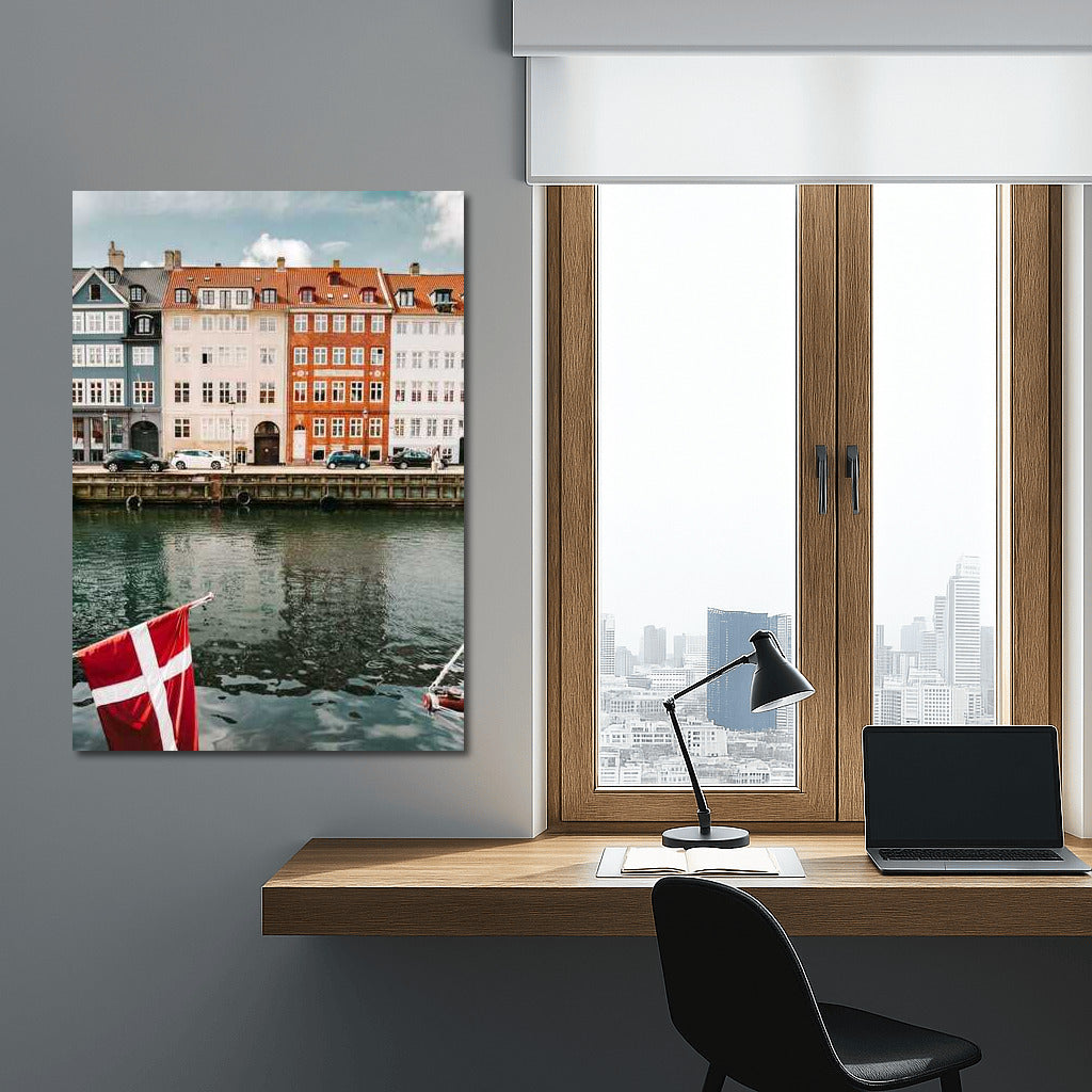 Colorful Houses of Copenhagen: Cozy Reflection in a Canal, Denmark