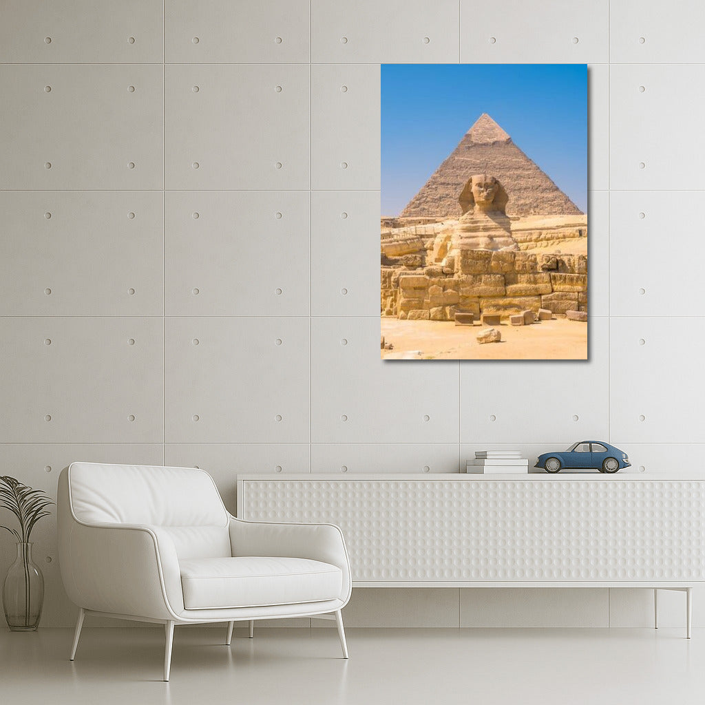 The Grandeur of Egypt: Pyramids and Sphinx in the Desert Sun
