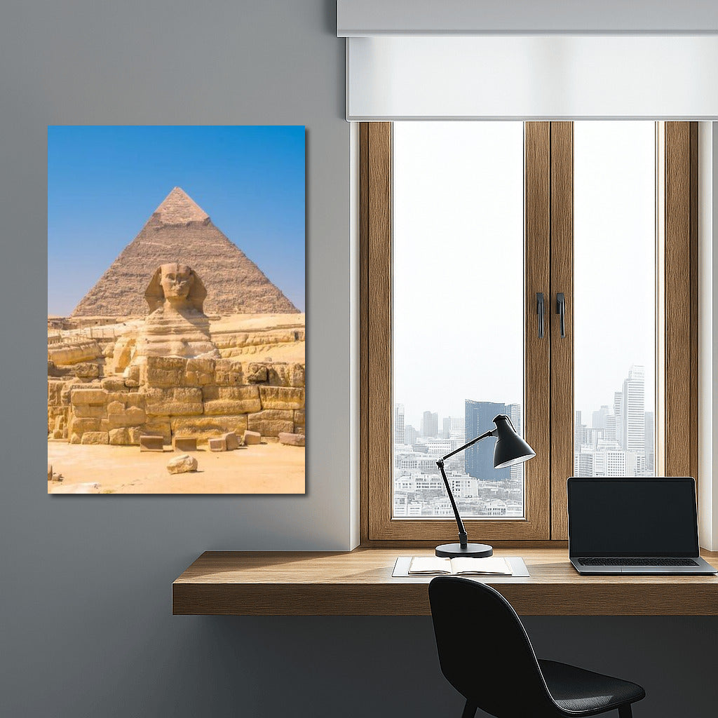 The Grandeur of Egypt: Pyramids and Sphinx in the Desert Sun