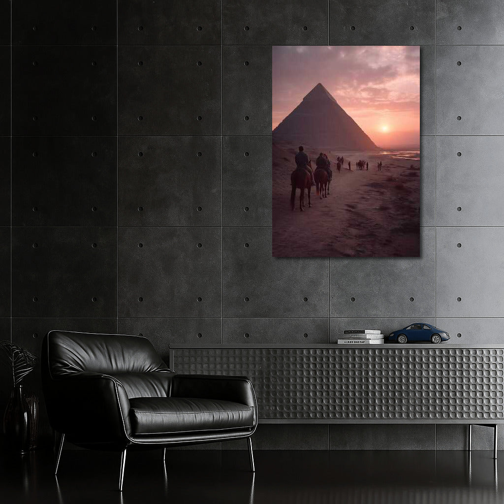 Scarlet Sunset over the Pyramids of Egypt
