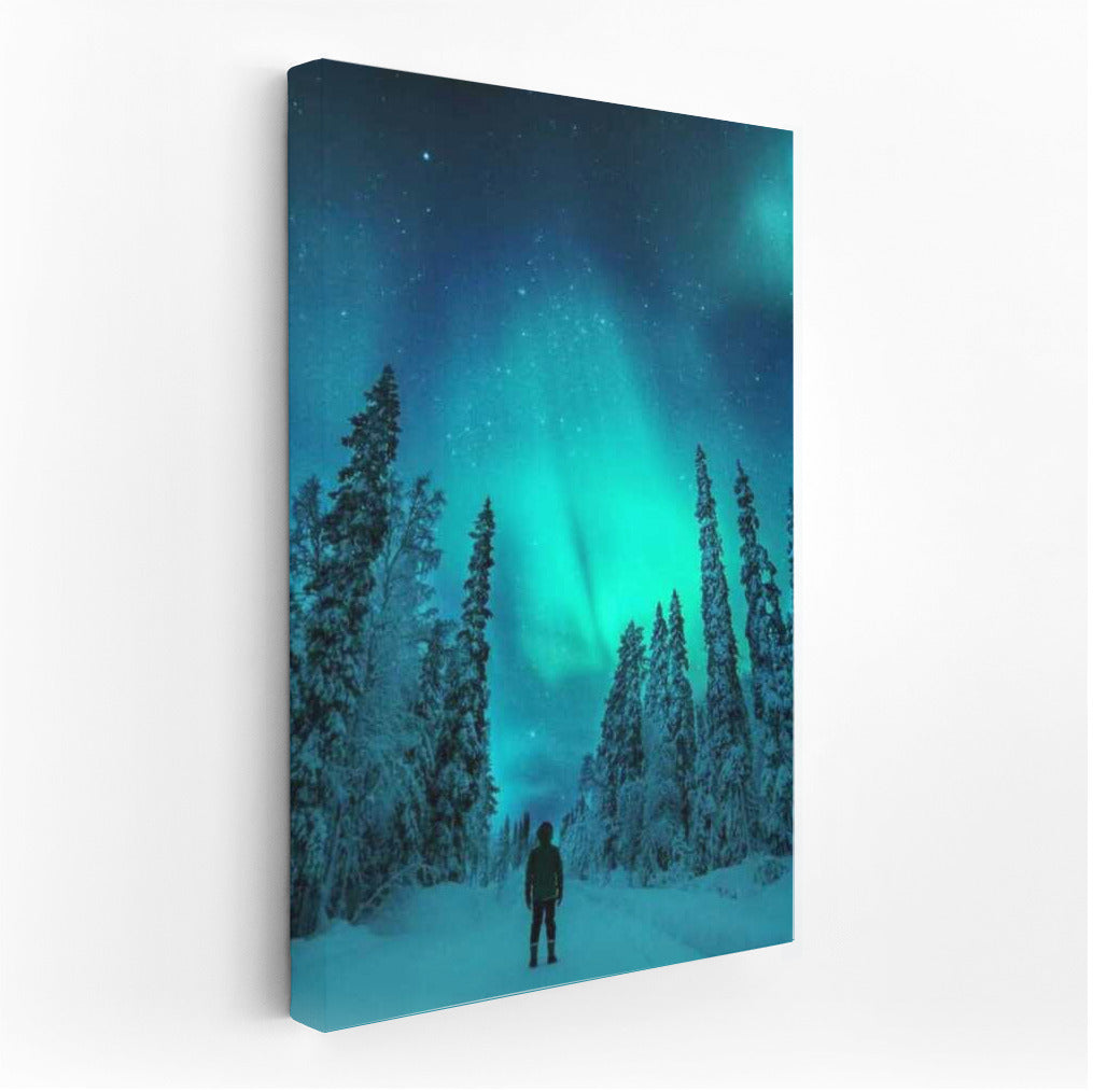 Northern Lights over the Snowy Forests of Finland