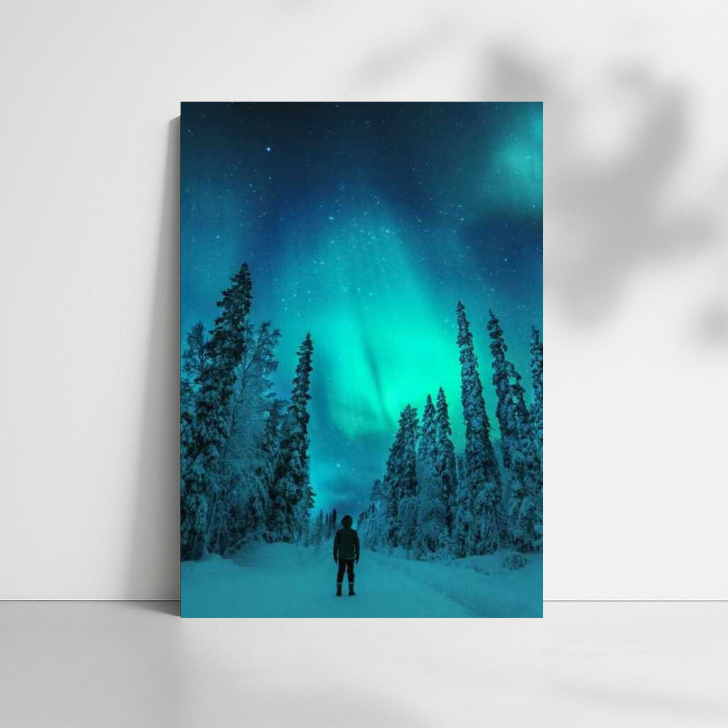Northern Lights over the Snowy Forests of Finland