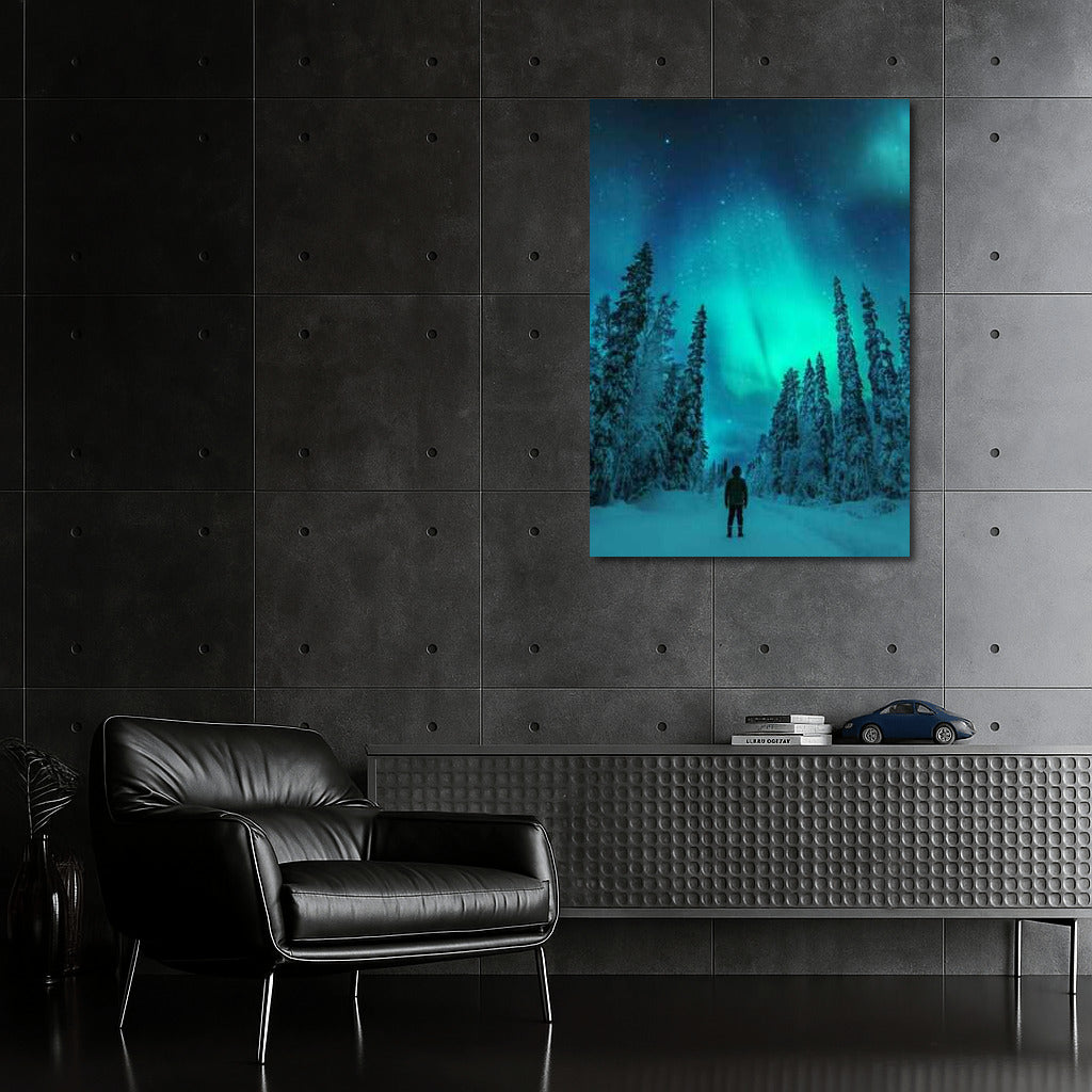 Northern Lights over the Snowy Forests of Finland