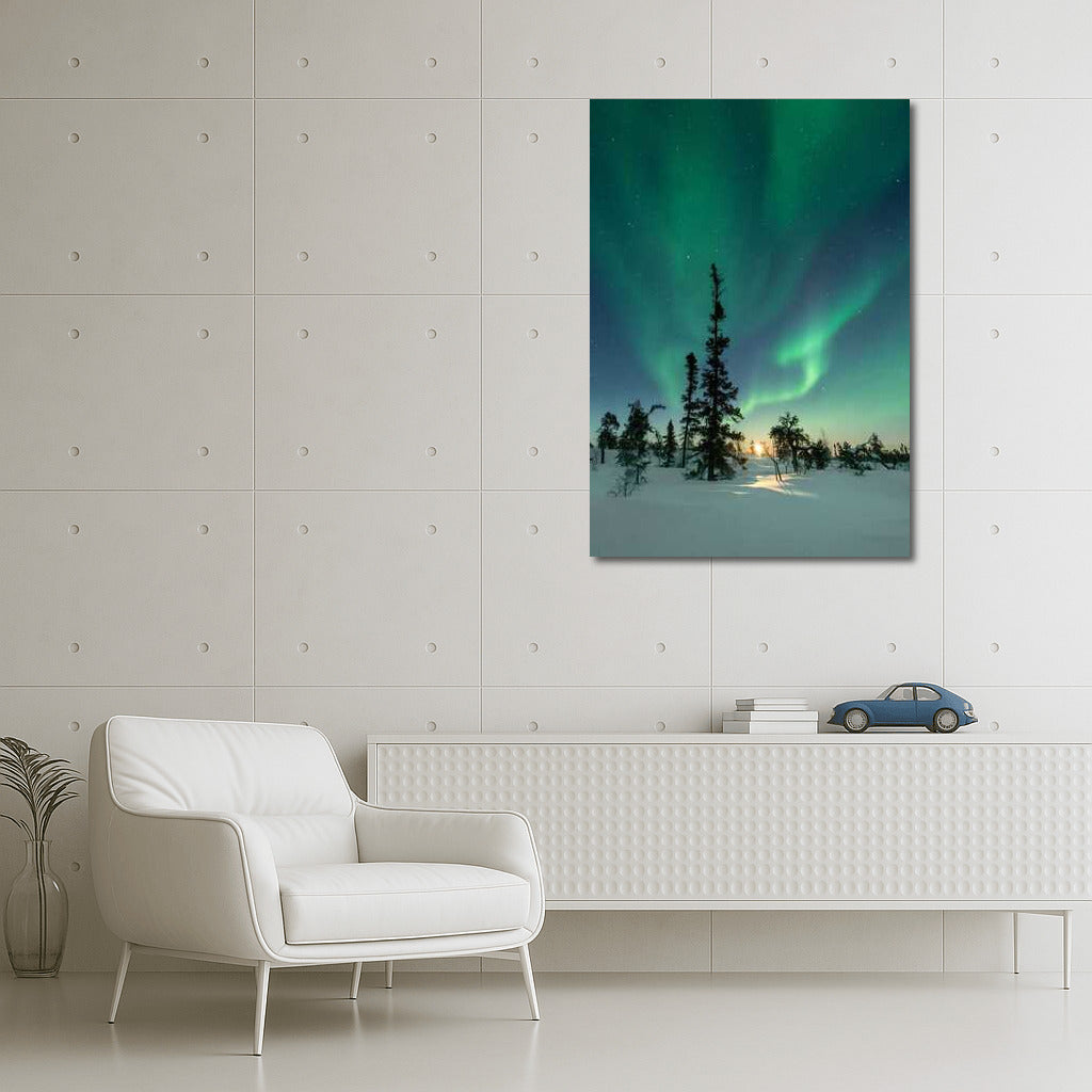 Northern Lights of Finland: Dance of Lights over Snowy Expanses