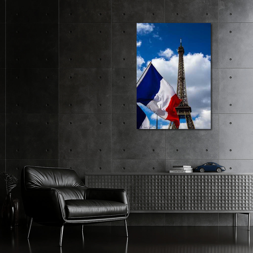 French Tricolor: Eiffel Tower in the Heart of France