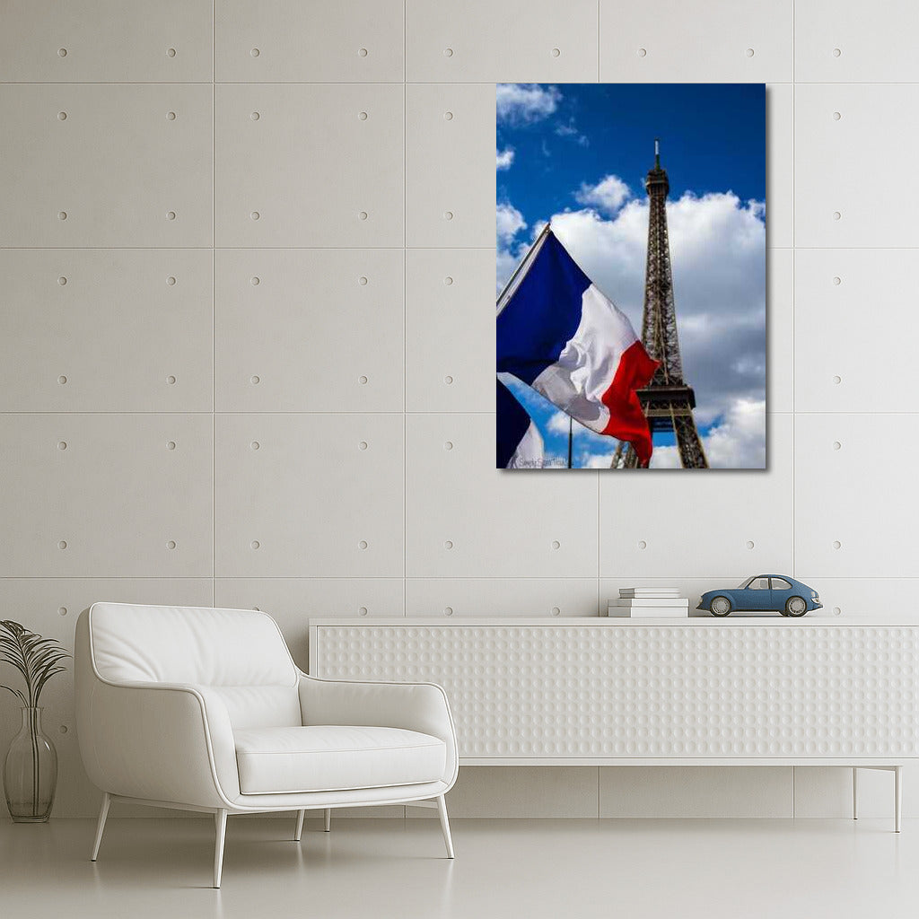 French Tricolor: Eiffel Tower in the Heart of France