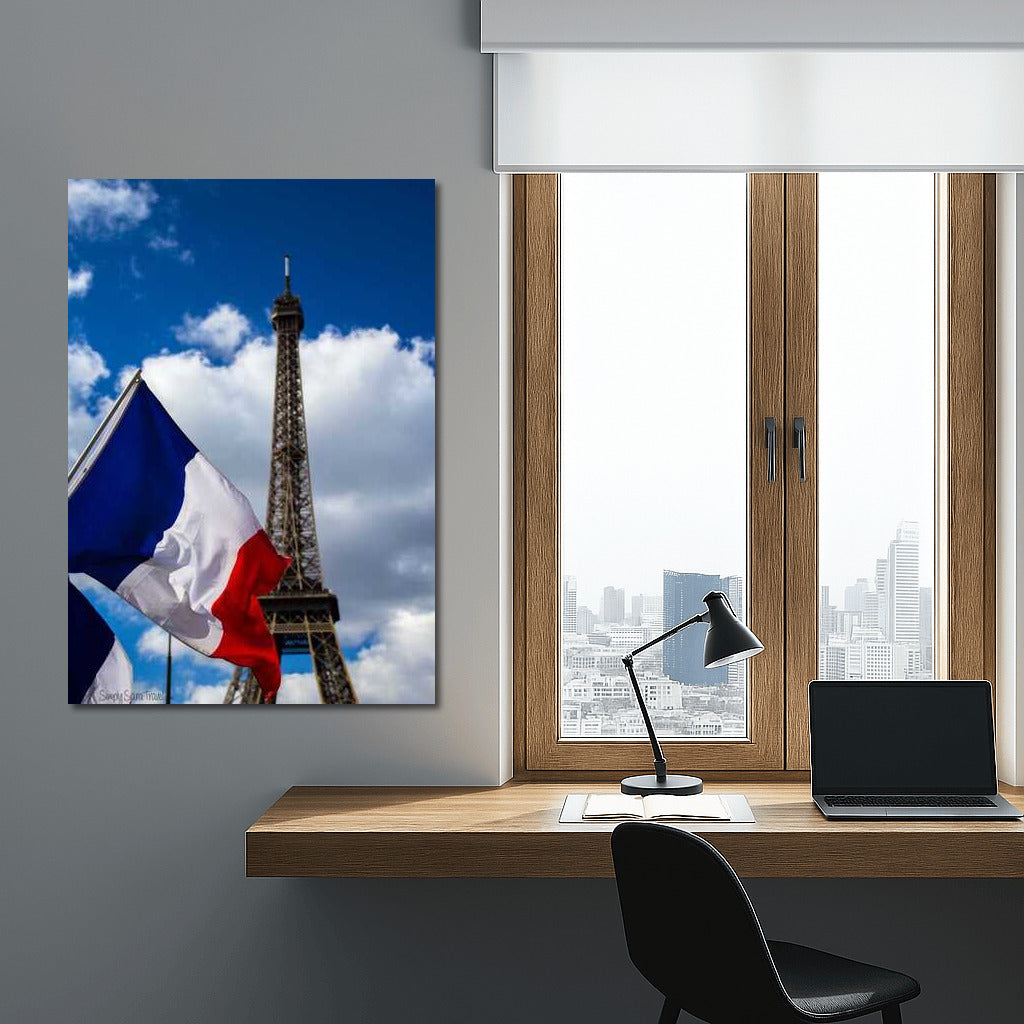 French Tricolor: Eiffel Tower in the Heart of France