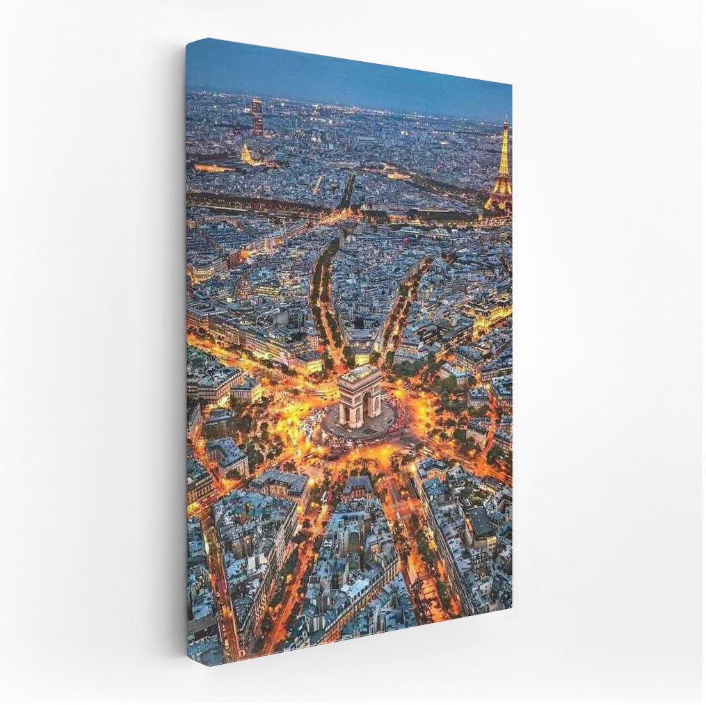 Evening Paris: Arc de Triomphe and Eiffel Tower