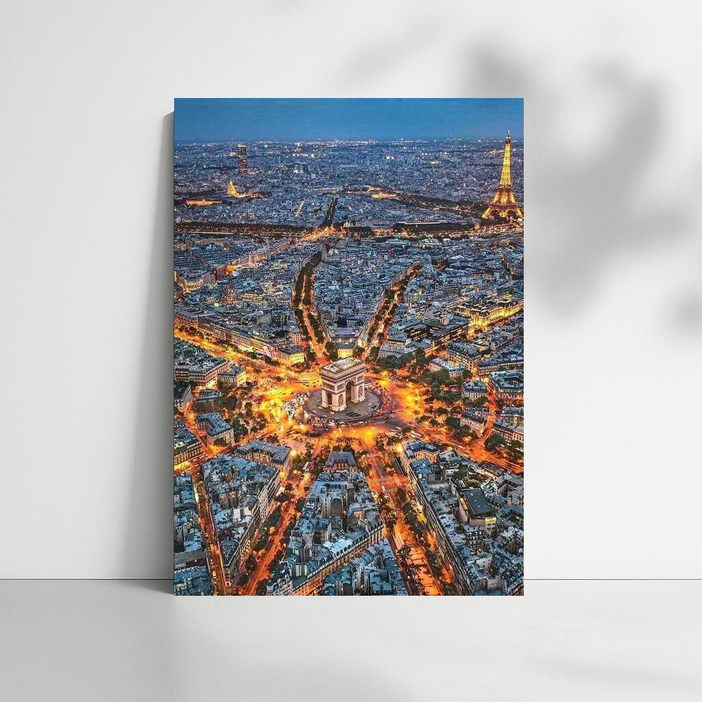 Evening Paris: Arc de Triomphe and Eiffel Tower
