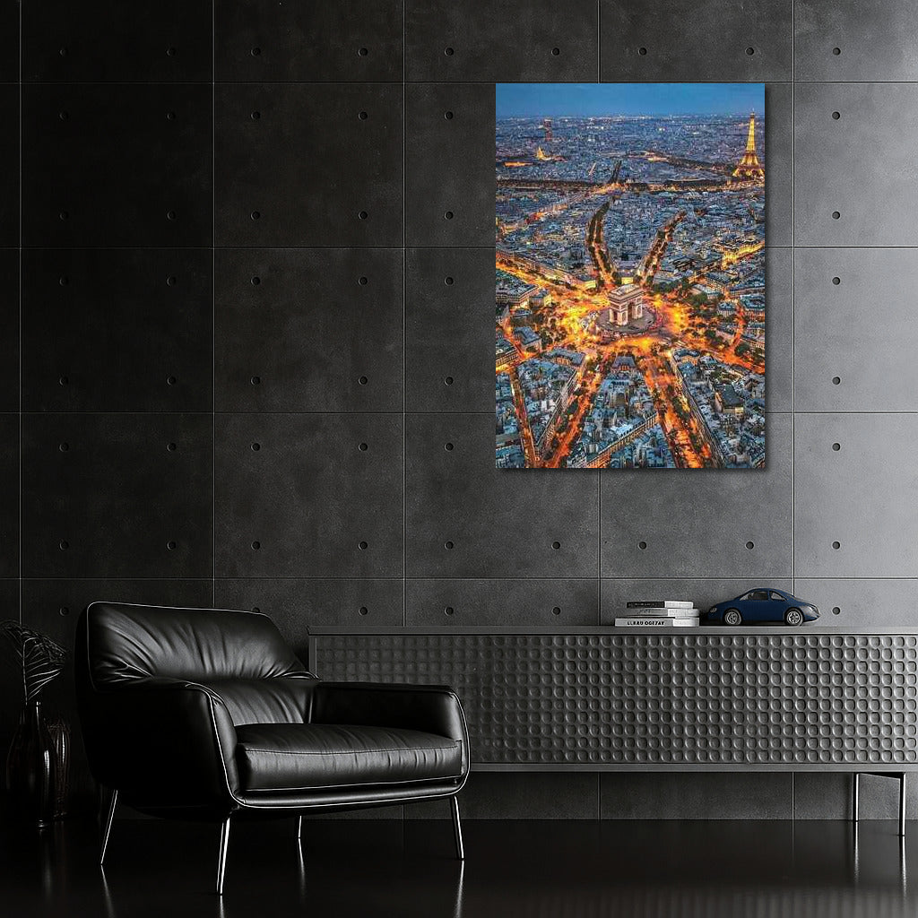 Evening Paris: Arc de Triomphe and Eiffel Tower