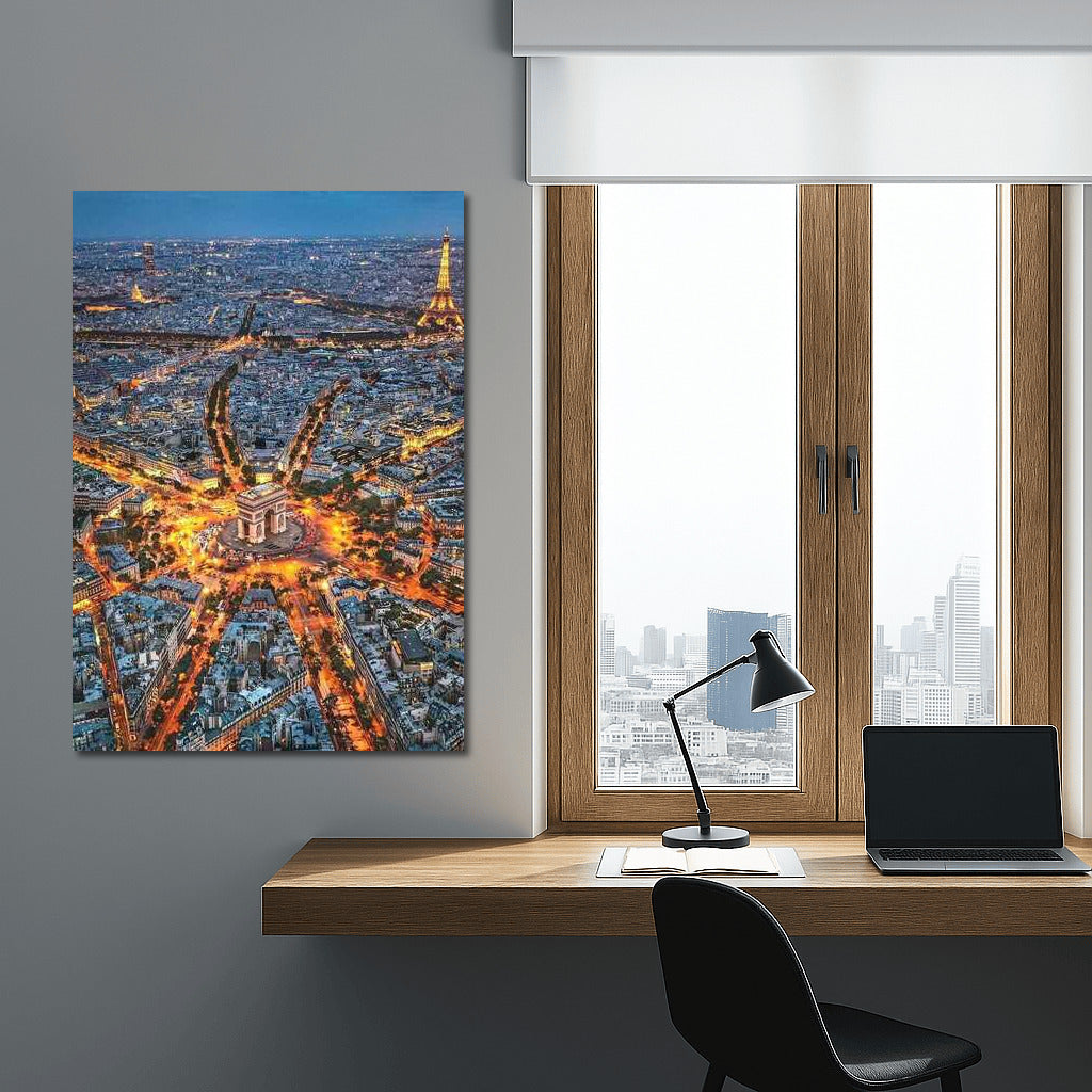 Evening Paris: Arc de Triomphe and Eiffel Tower
