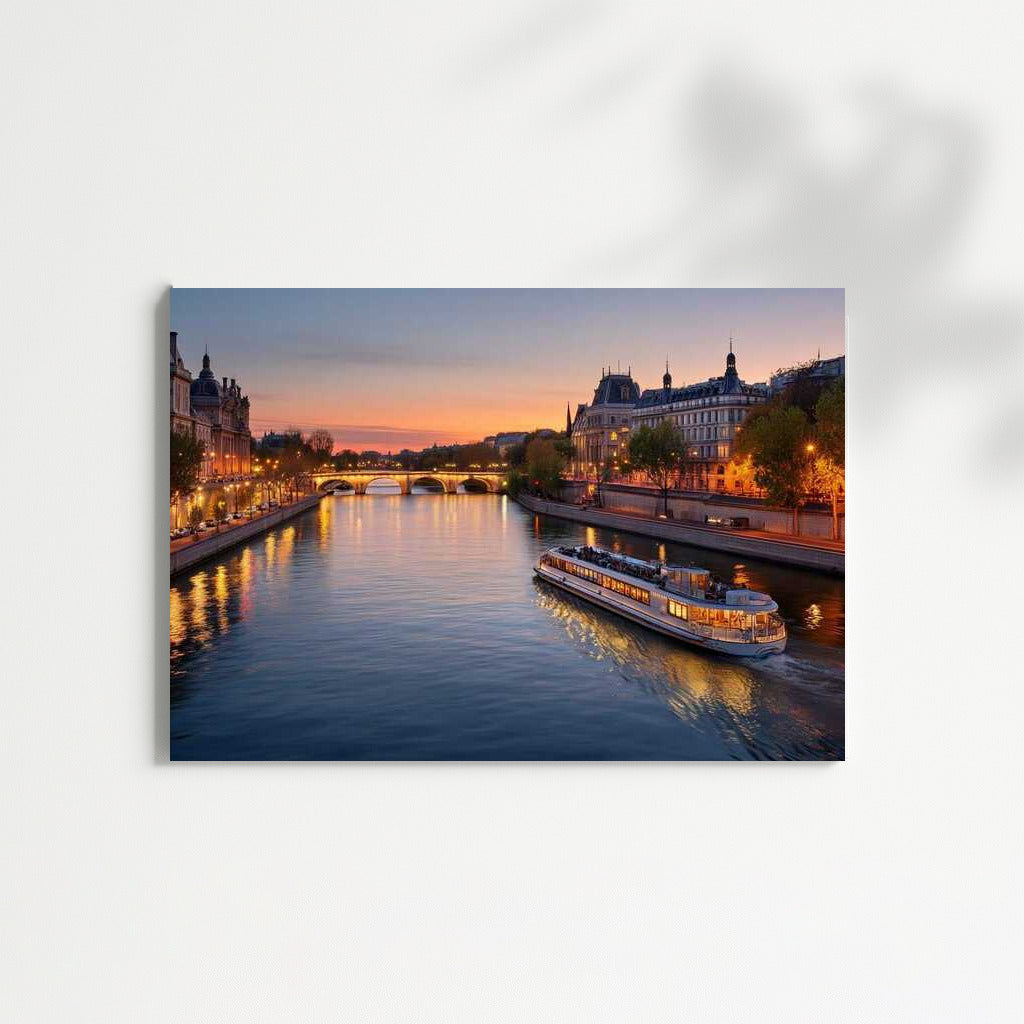 Evening Paris: Lights Glow over the Seine, France