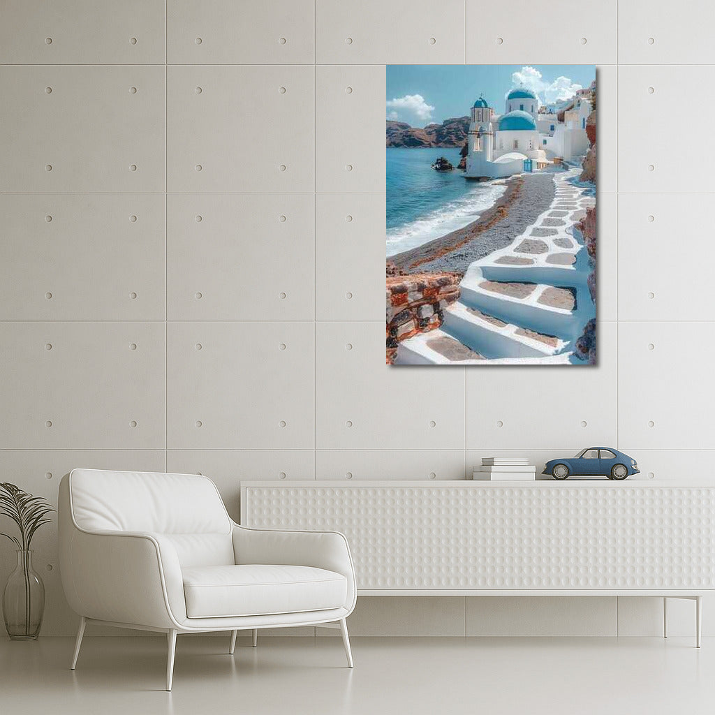 Greece: Snow-White Domes and Sea Waves