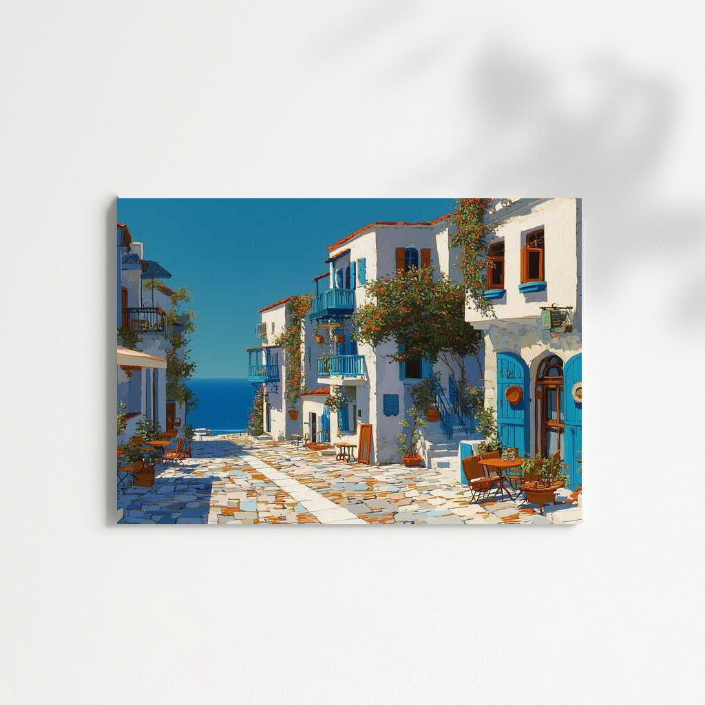 Greek Idyll: Mediterranean Streets and Blue Sea