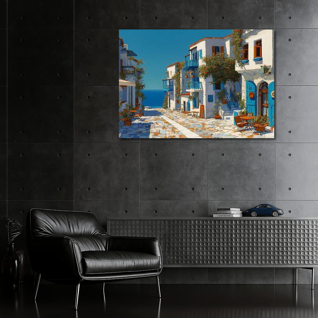 Greek Idyll: Mediterranean Streets and Blue Sea
