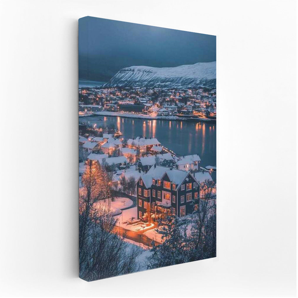 Snowy Night: Icelandic Town in a Northern Fairytale