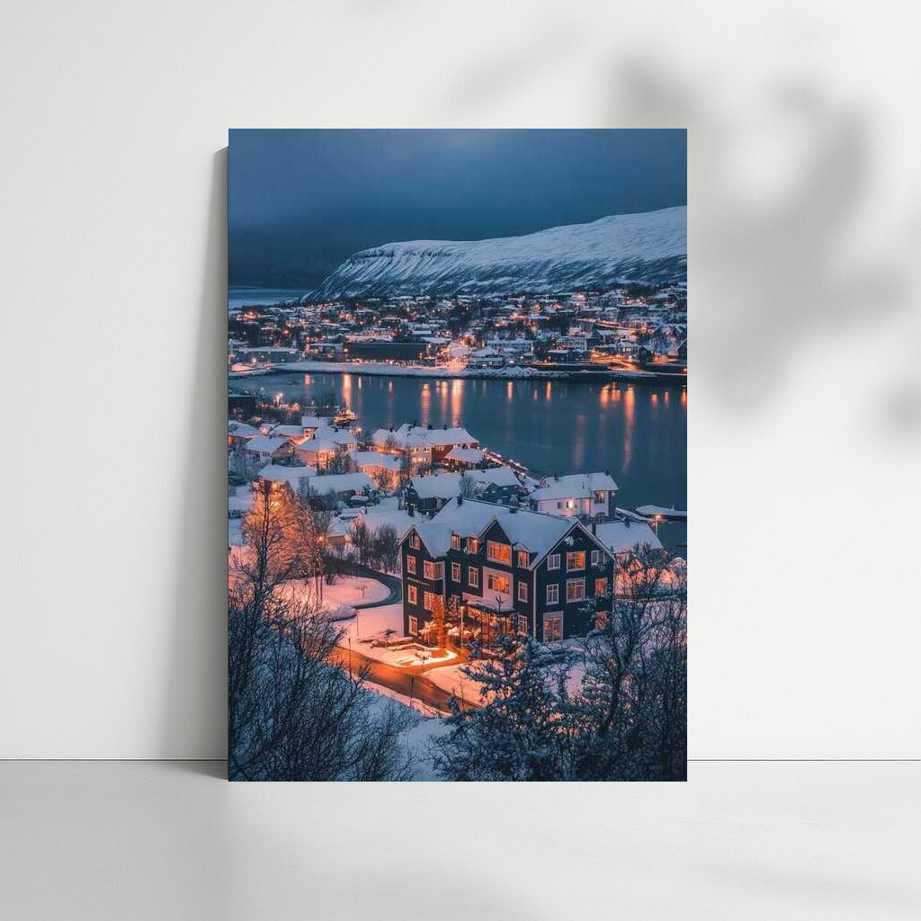 Snowy Night: Icelandic Town in a Northern Fairytale