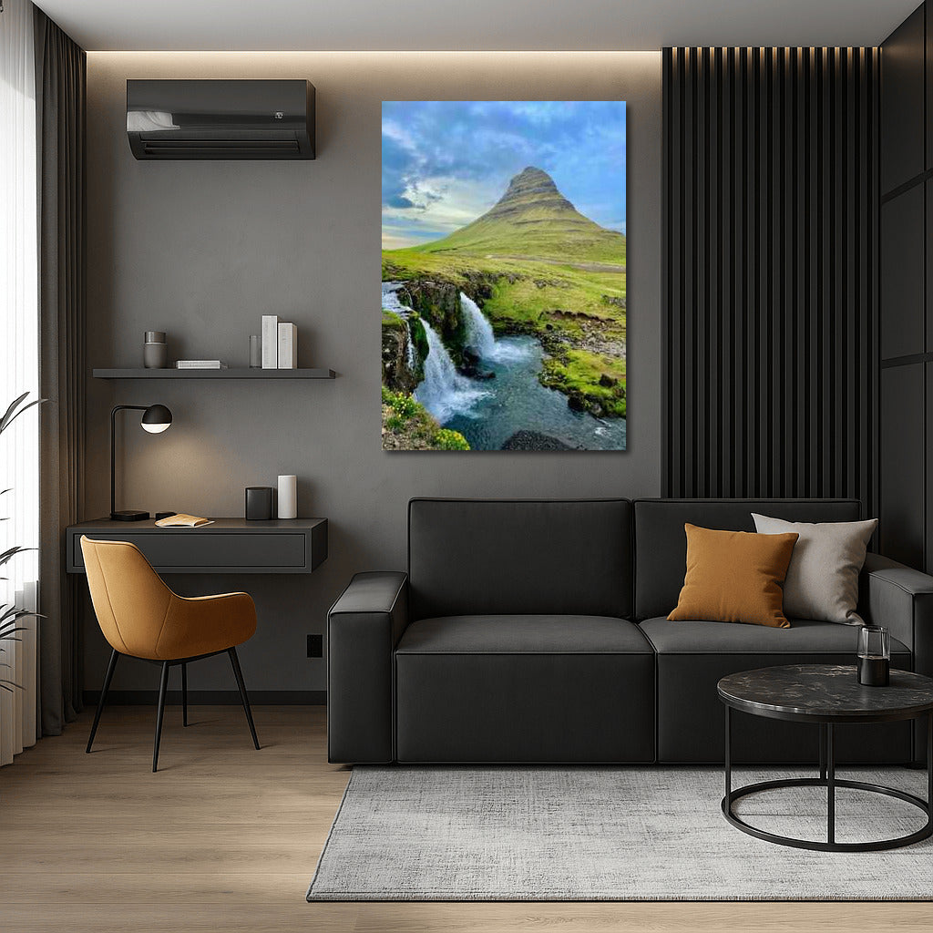 The Greatness of Iceland: Mountain and Waterfall
