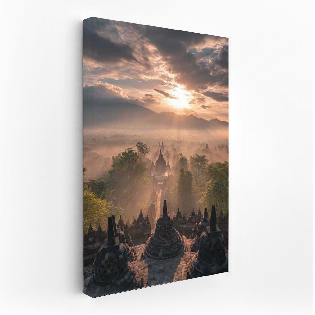 Magical Sunrise over Indonesian Temples: The Tranquility and Beauty of the Country