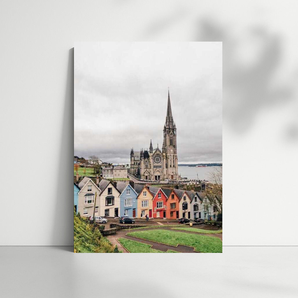 Irish Idyll: Colourful Houses and Cathedral on the Coast
