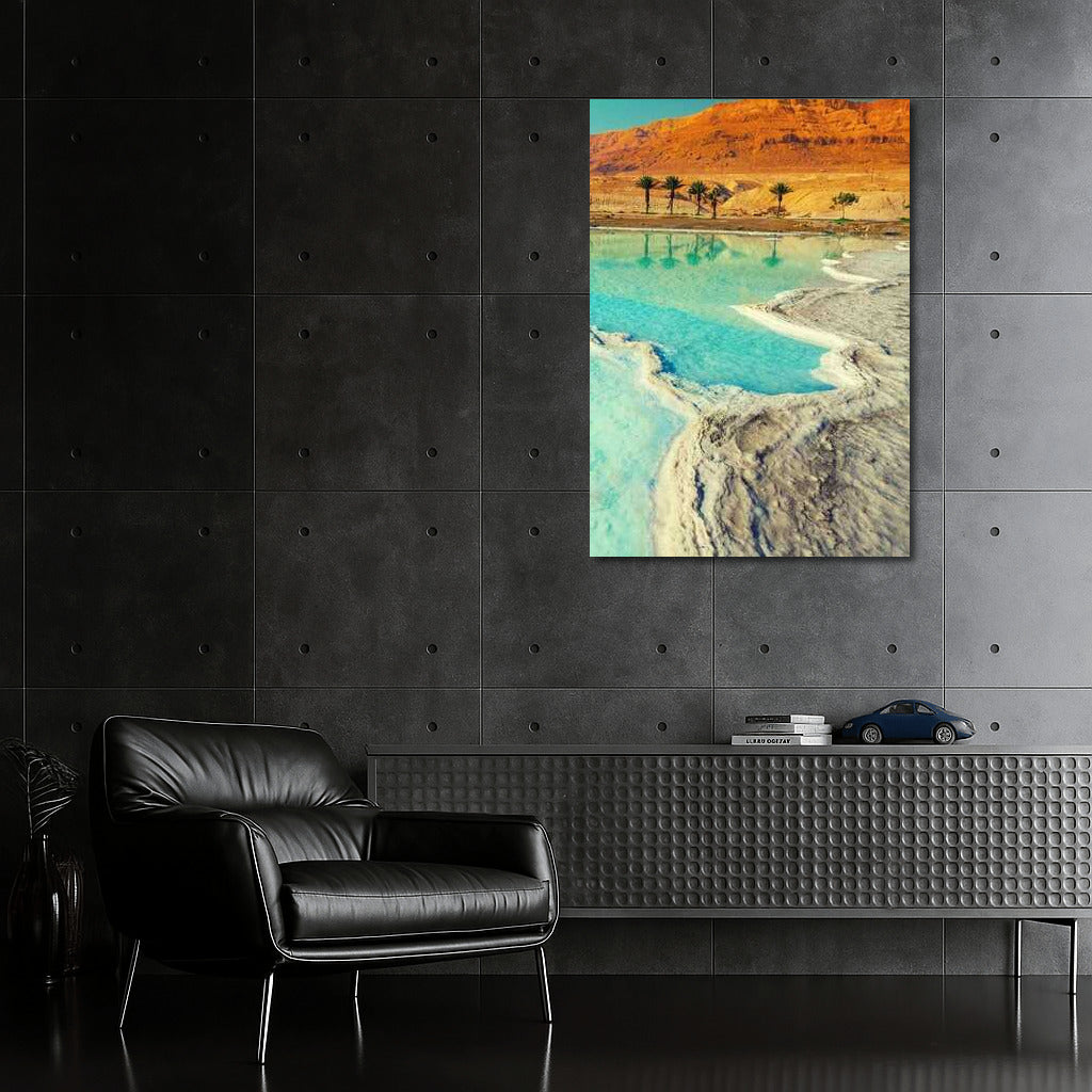 Turquoise Lake and the Desert of Israel: Picturesque Landscape