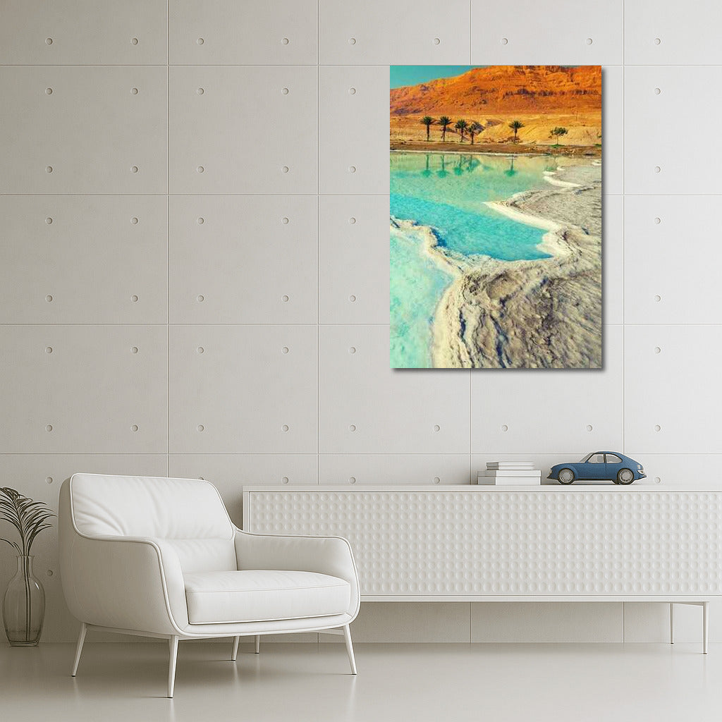 Turquoise Lake and the Desert of Israel: Picturesque Landscape
