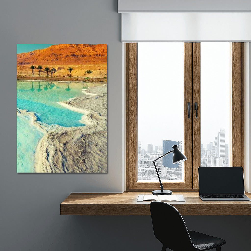 Turquoise Lake and the Desert of Israel: Picturesque Landscape