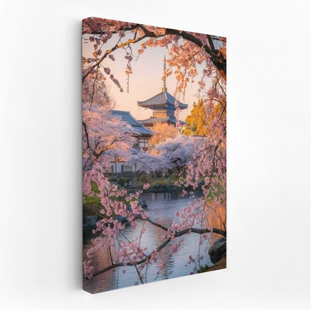Cherry Blossoms at Ancient Temple: Spring in Japan