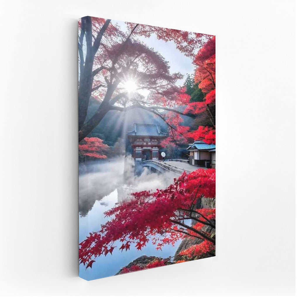 Autumn Temple in Japan: Crimson Maples and Japanese Fairytale