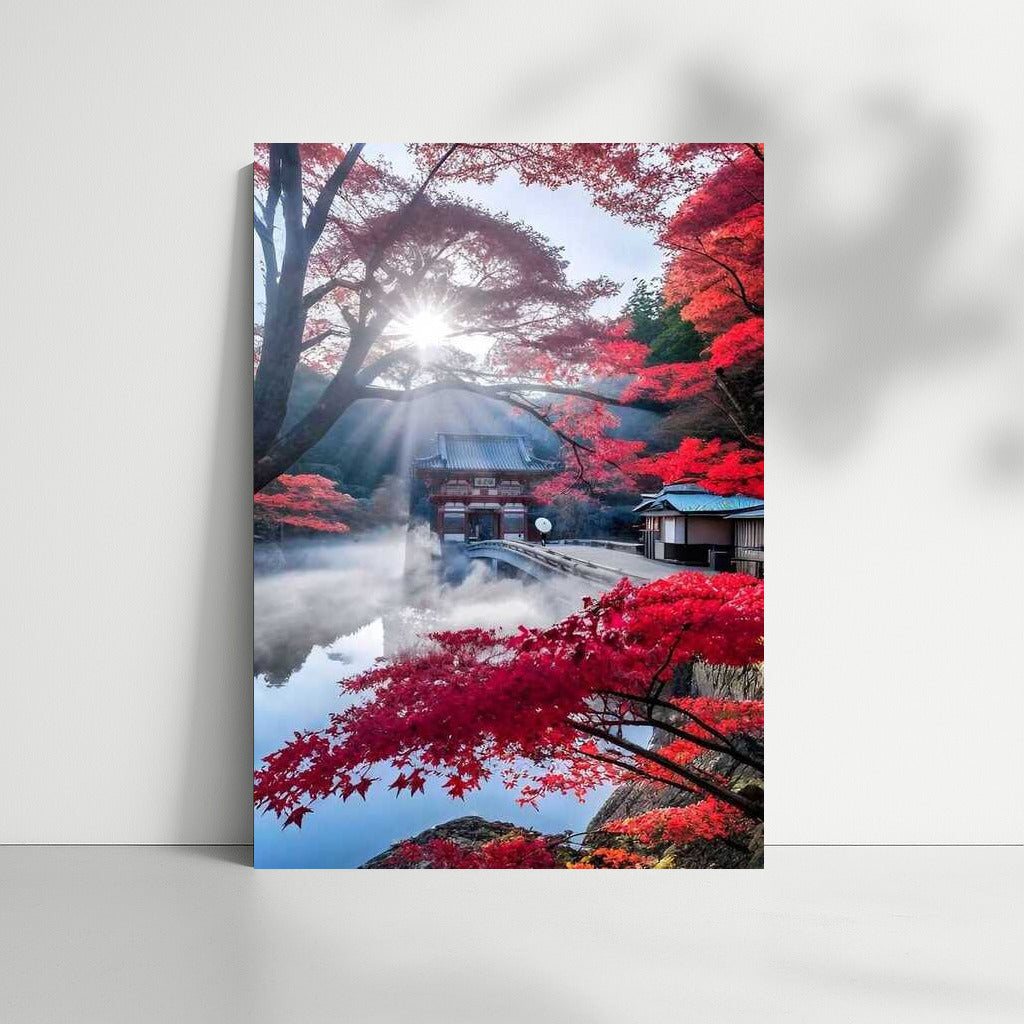Autumn Temple in Japan: Crimson Maples and Japanese Fairytale