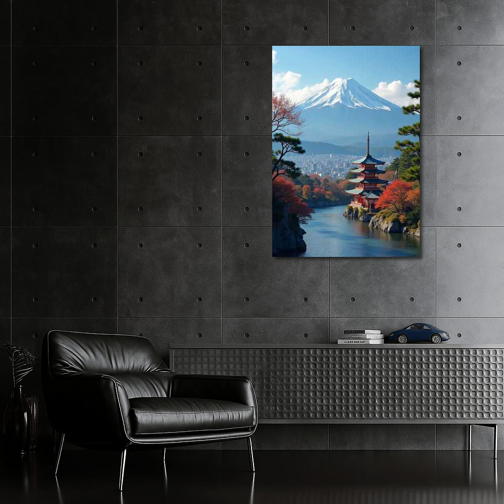 Autumn Fuji and Pagoda: Japanese Idyll
