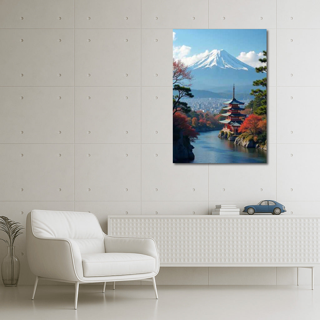 Autumn Fuji and Pagoda: Japanese Idyll