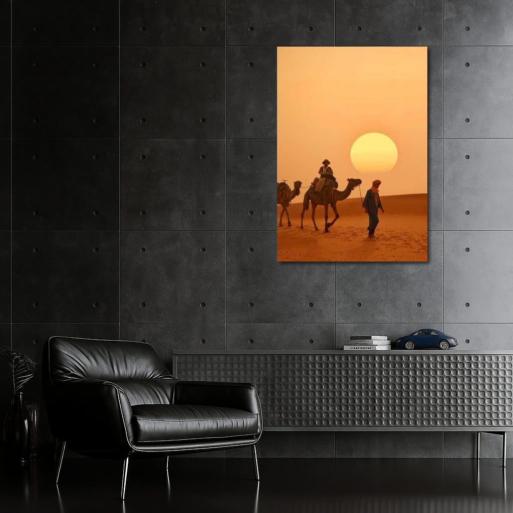 Caravan at Sunset: Moroccan Desert