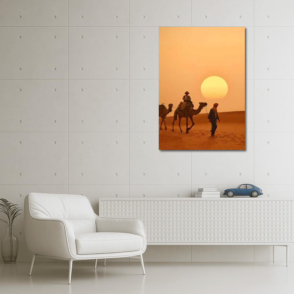 Caravan at Sunset: Moroccan Desert