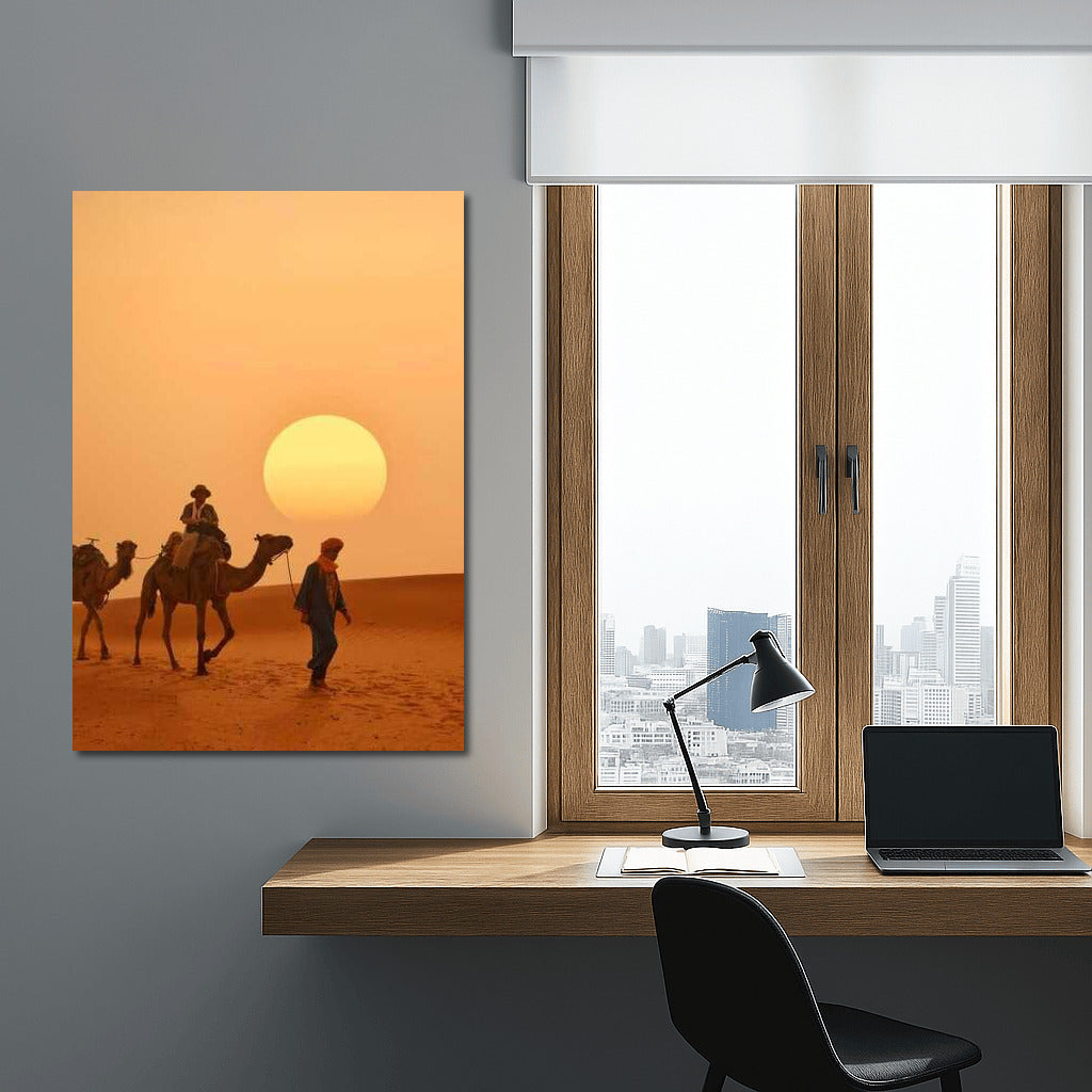 Caravan at Sunset: Moroccan Desert