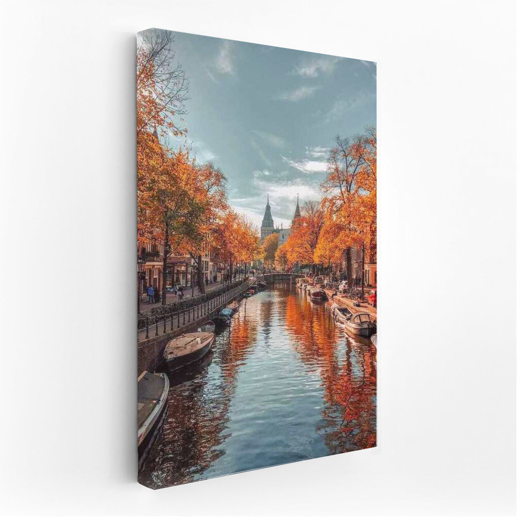 Autumn Canals of Amsterdam: Golden Architecture of the Netherlands