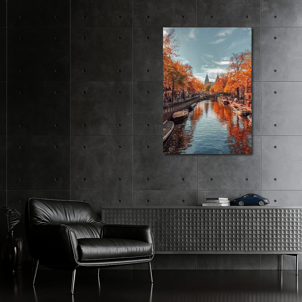 Autumn Canals of Amsterdam: Golden Architecture of the Netherlands