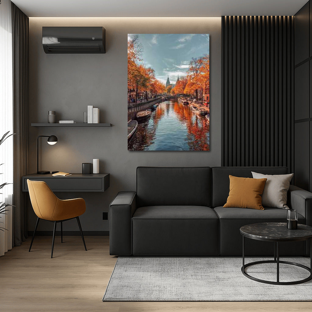 Autumn Canals of Amsterdam: Golden Architecture of the Netherlands