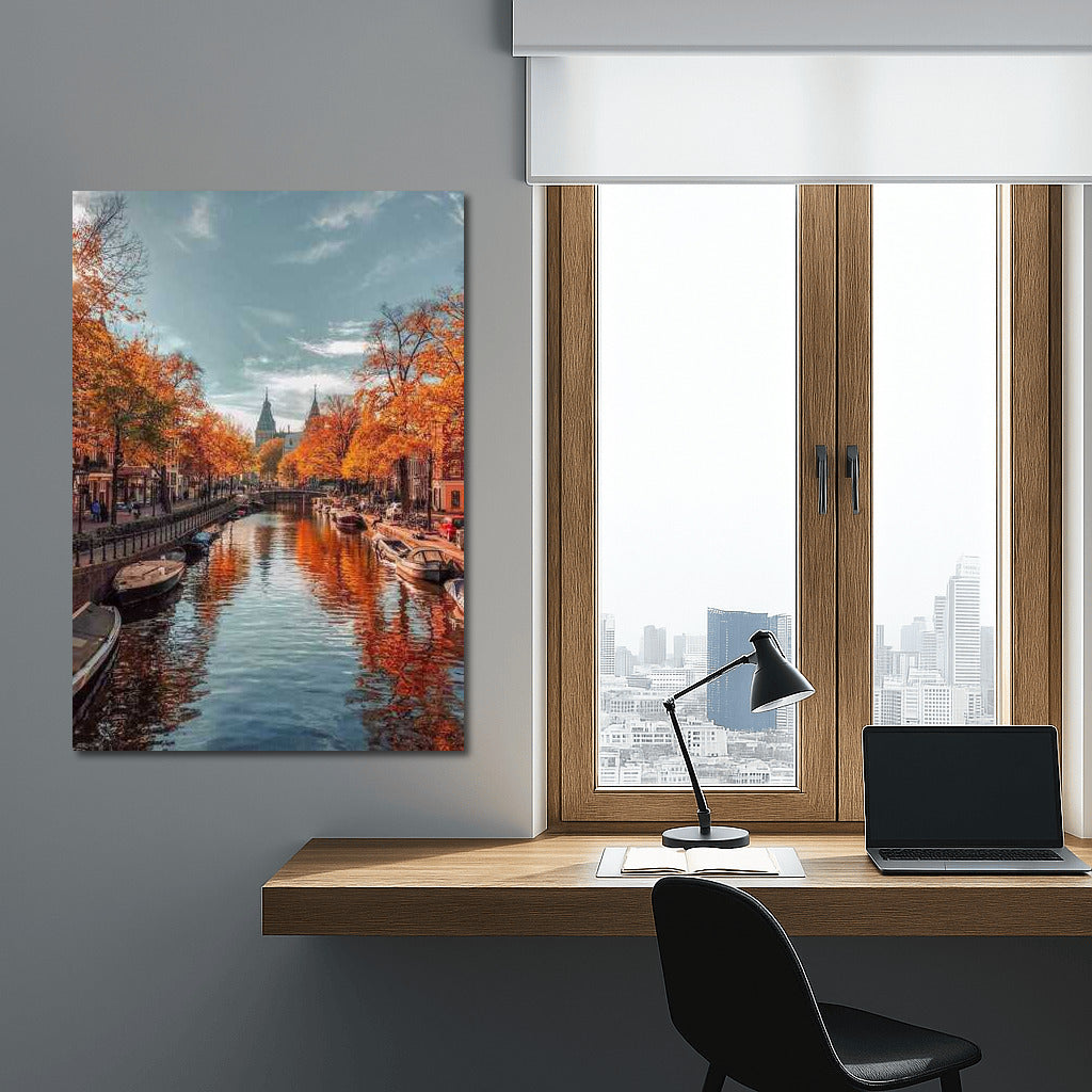 Autumn Canals of Amsterdam: Golden Architecture of the Netherlands