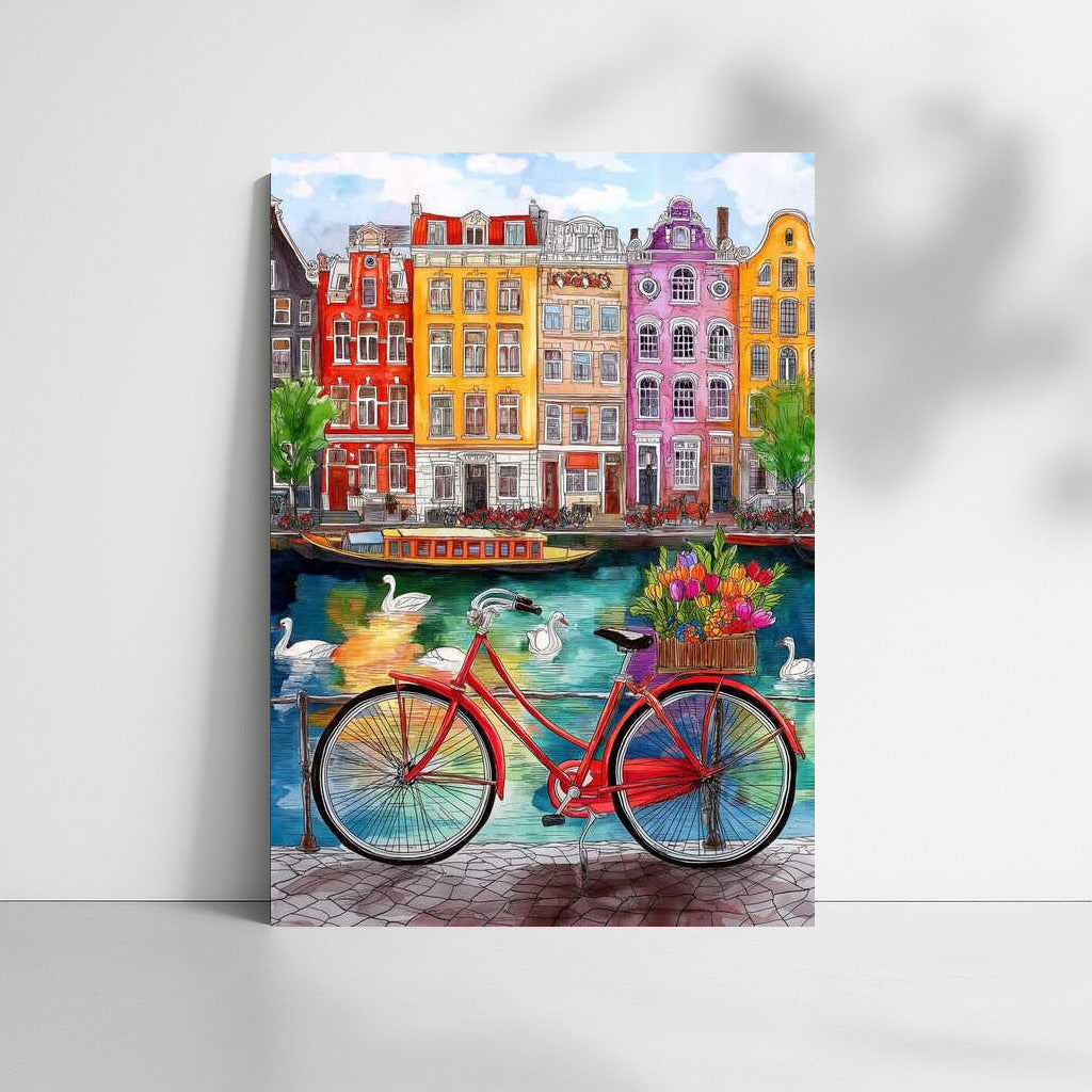 Dutch Canal: Bicycle in Flowers