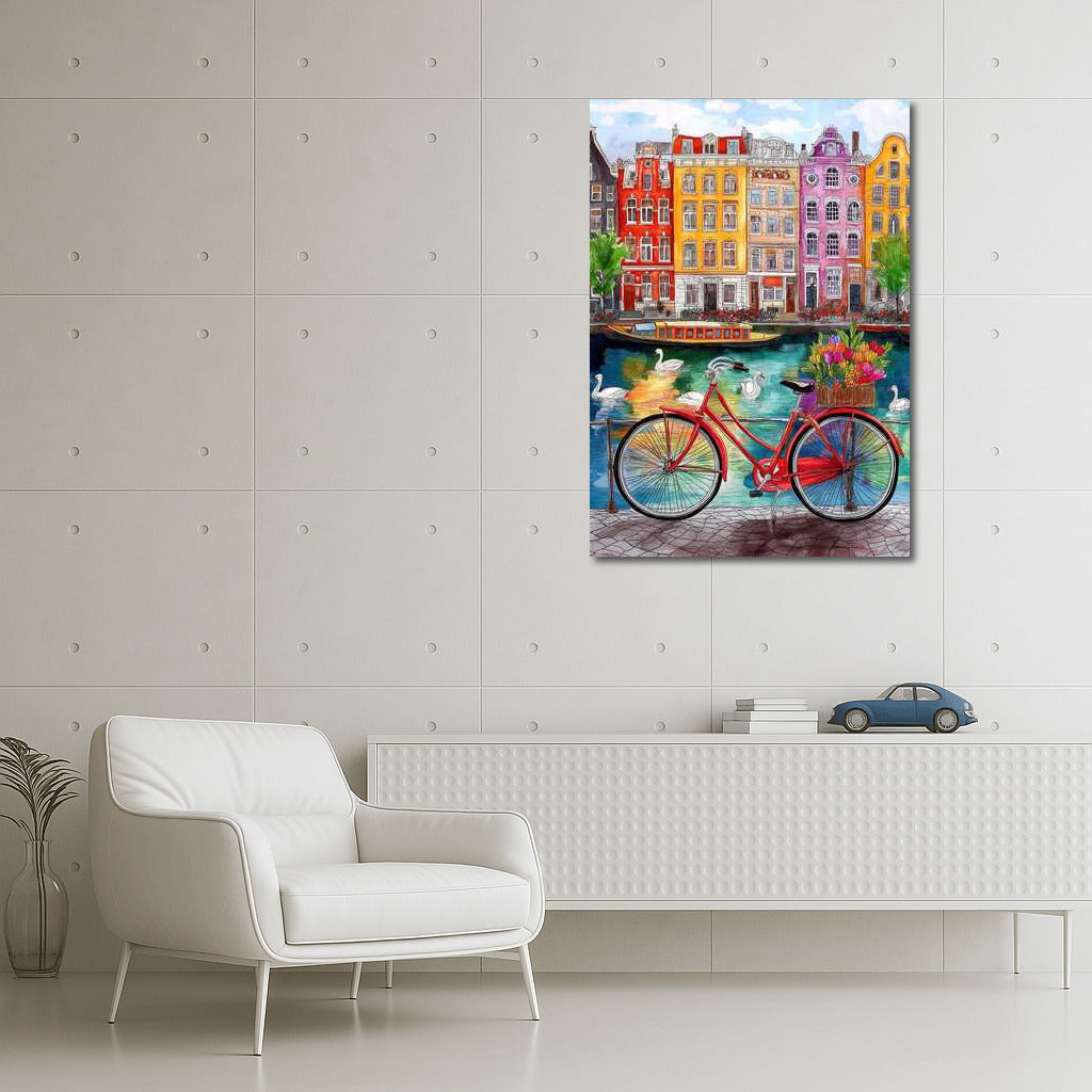 Dutch Canal: Bicycle in Flowers